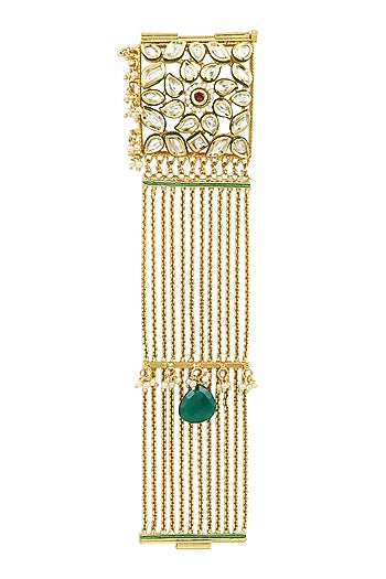 Gold Finish Pearls & Mirror Bracelet