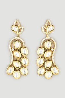 Gold Finish Kundan Polki Dangler Earrings