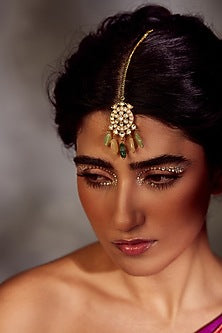 Gold Finish Handcrafted Floral Polki Maang Tikka