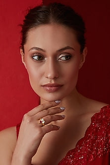 Gold Finish Kundan Ring