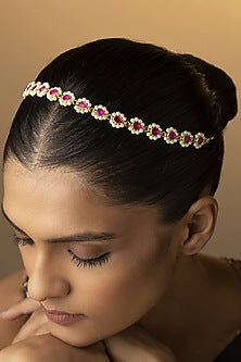 Gold Finish Kundan Polki Handcrafted Mathapatti