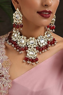 Gold Finish Pearls Necklace Set