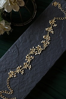 Gold Plated Kundan Polki & Pearl Headband