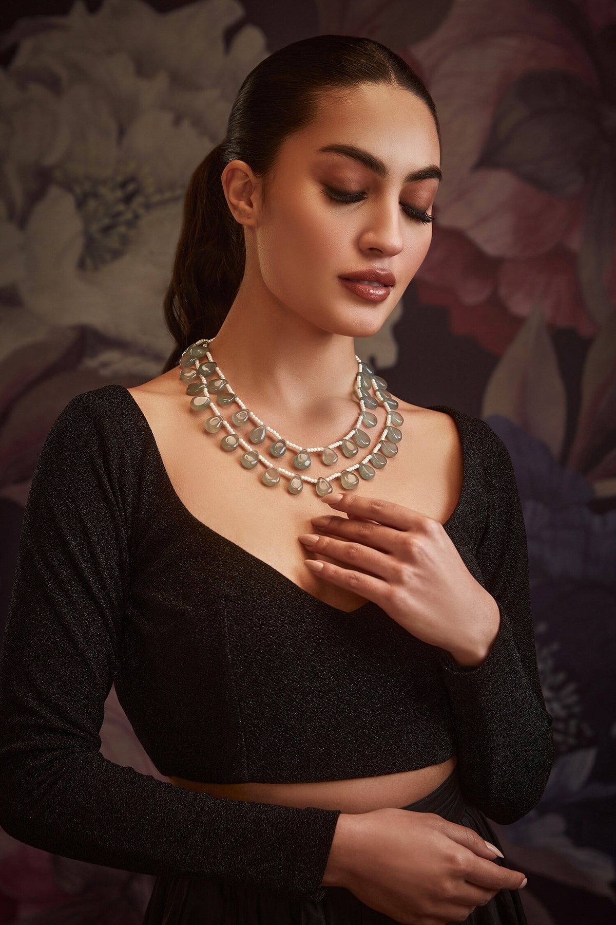 Mint Pearl Layered Contemporary Necklace