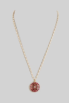 Gold Finish Kundan Polki & Natural Stone Pendant Necklace