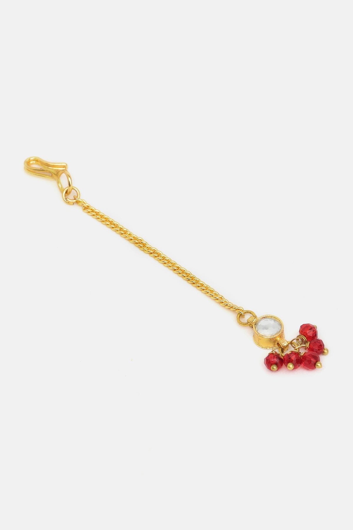 Gold Finish Maroon Kundan Necklace Set For Girls