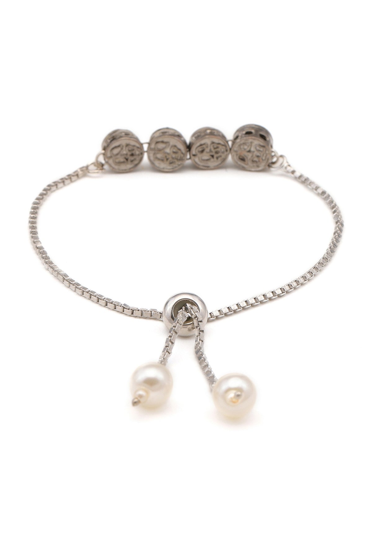 Black Rhodium Finish Kundan Polki Bracelet For Girls