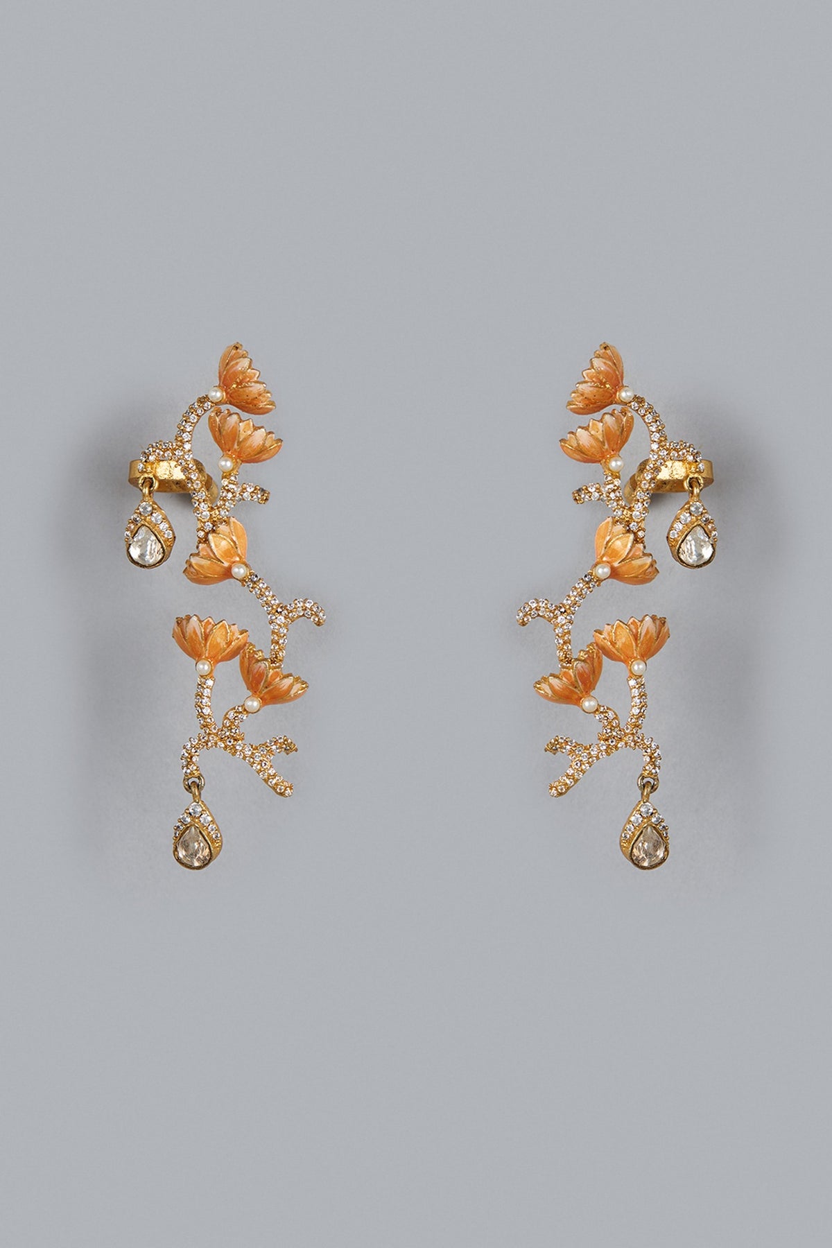 Gold Finish Kundan Polki Meenakari Necklace Set