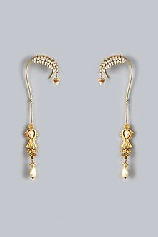 Gold Finish Peach Kundan Polki & Pearl Necklace Set