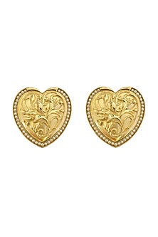 Gold Plated Floral Embossed Earrings