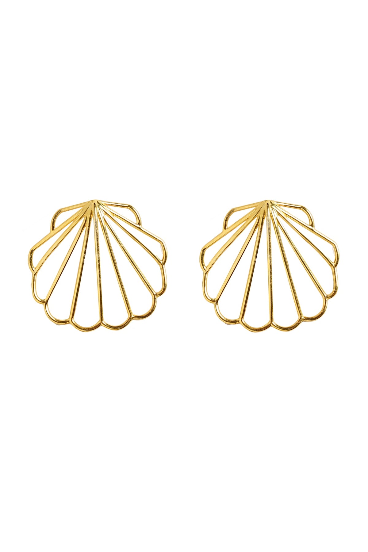 Gold Plated Sea Scallop Stud Earrings