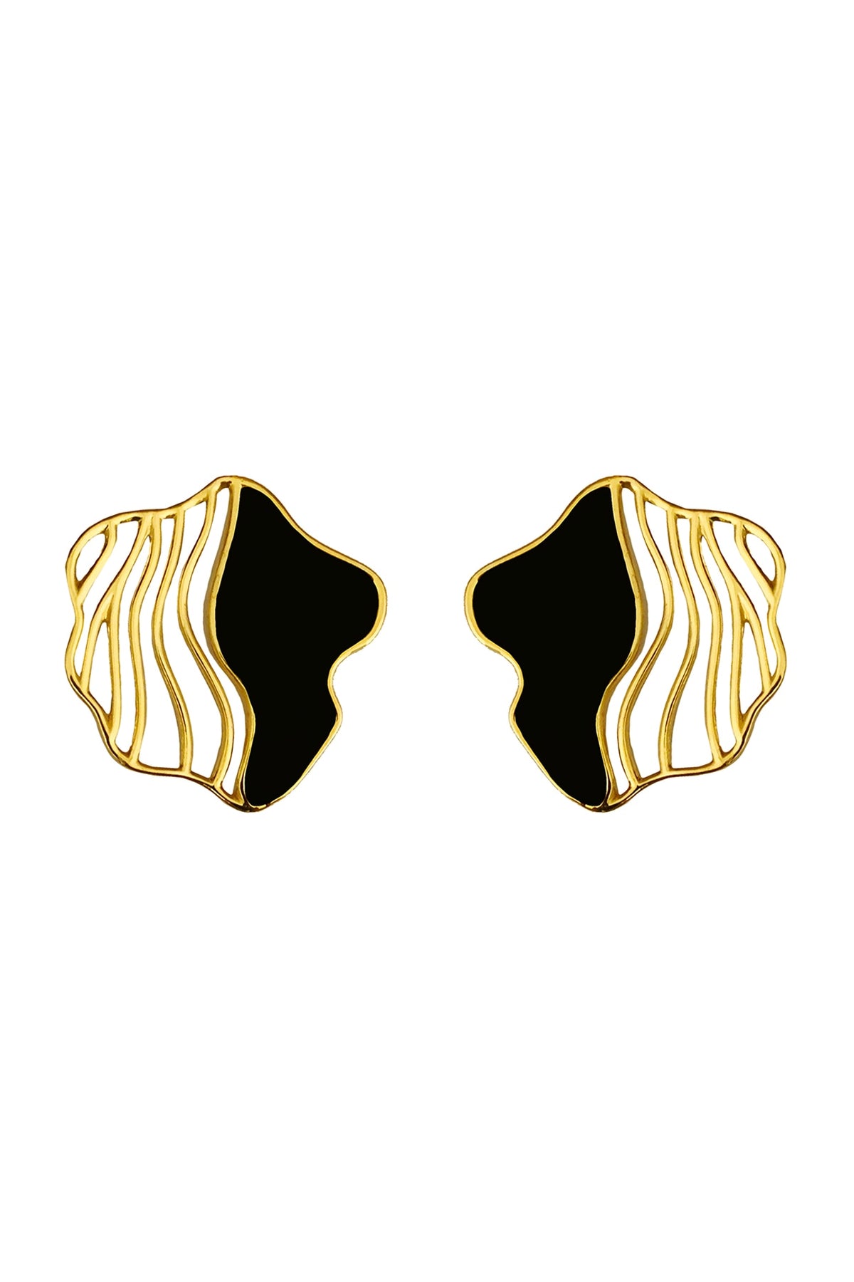 Gold Plated Enameled Stud Earrings