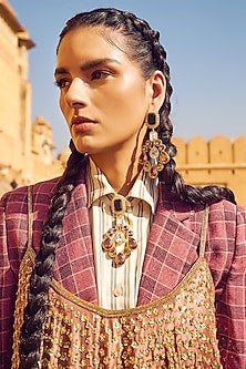 Gold Finish Swarovski Crystal Dangler Earrings