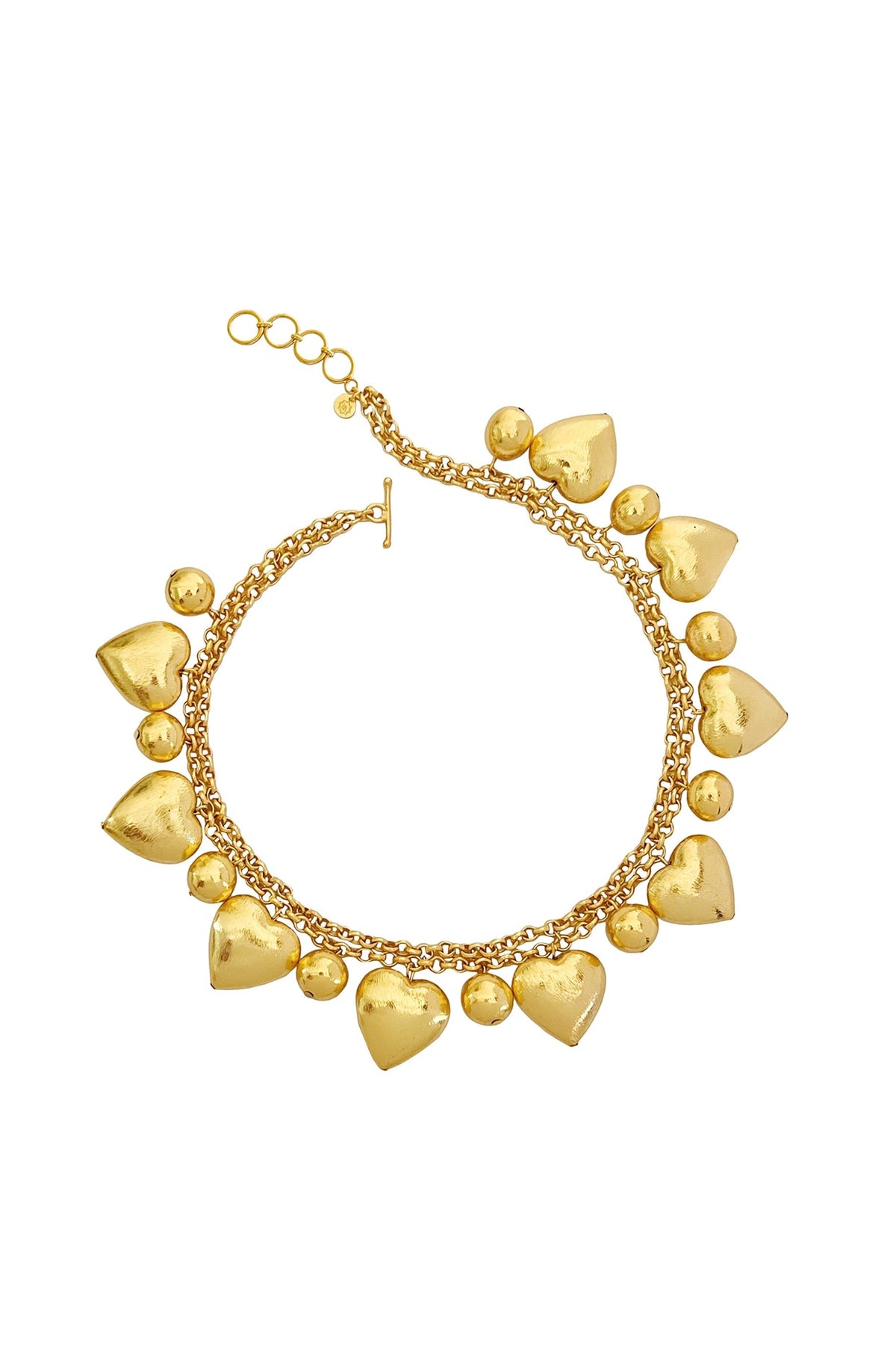 Gold Plated Heart Charm Collar Necklace