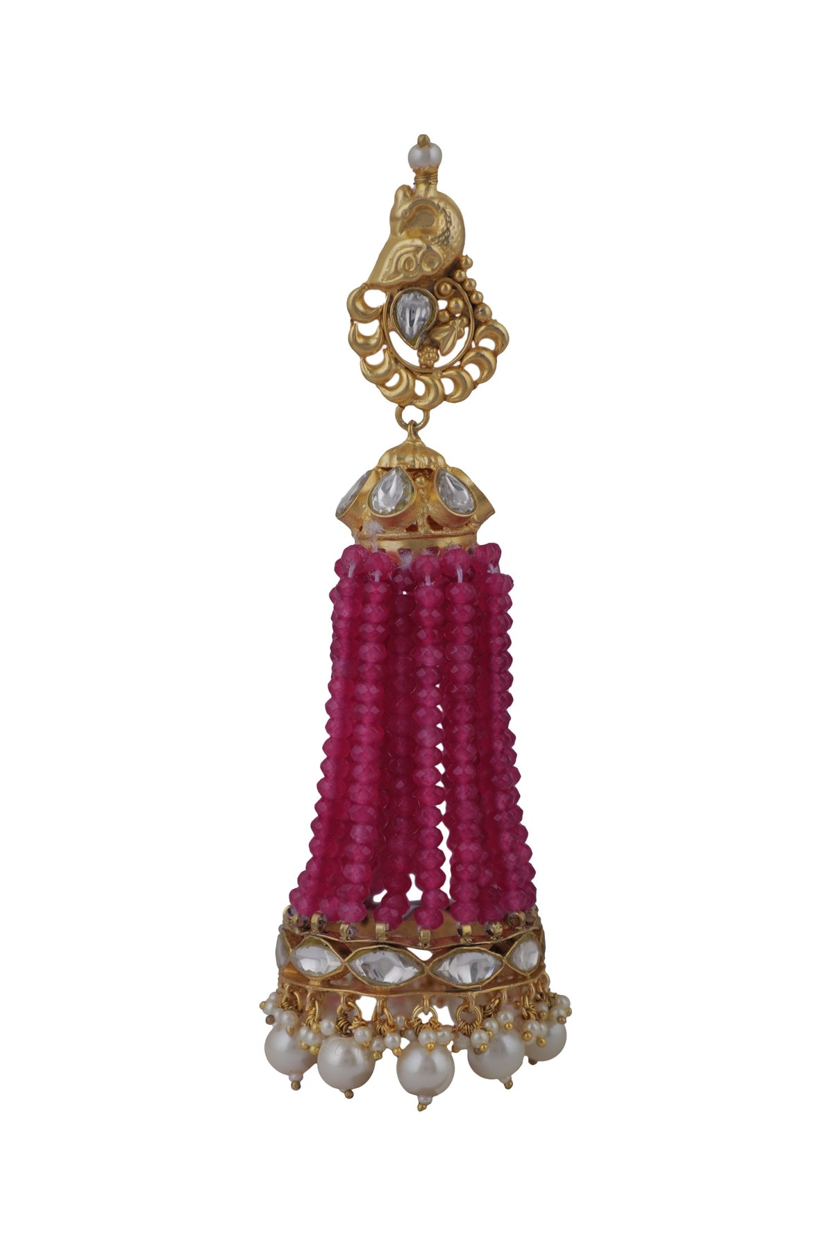 Peacock Motif Glass Bead Embellished Jhumkas