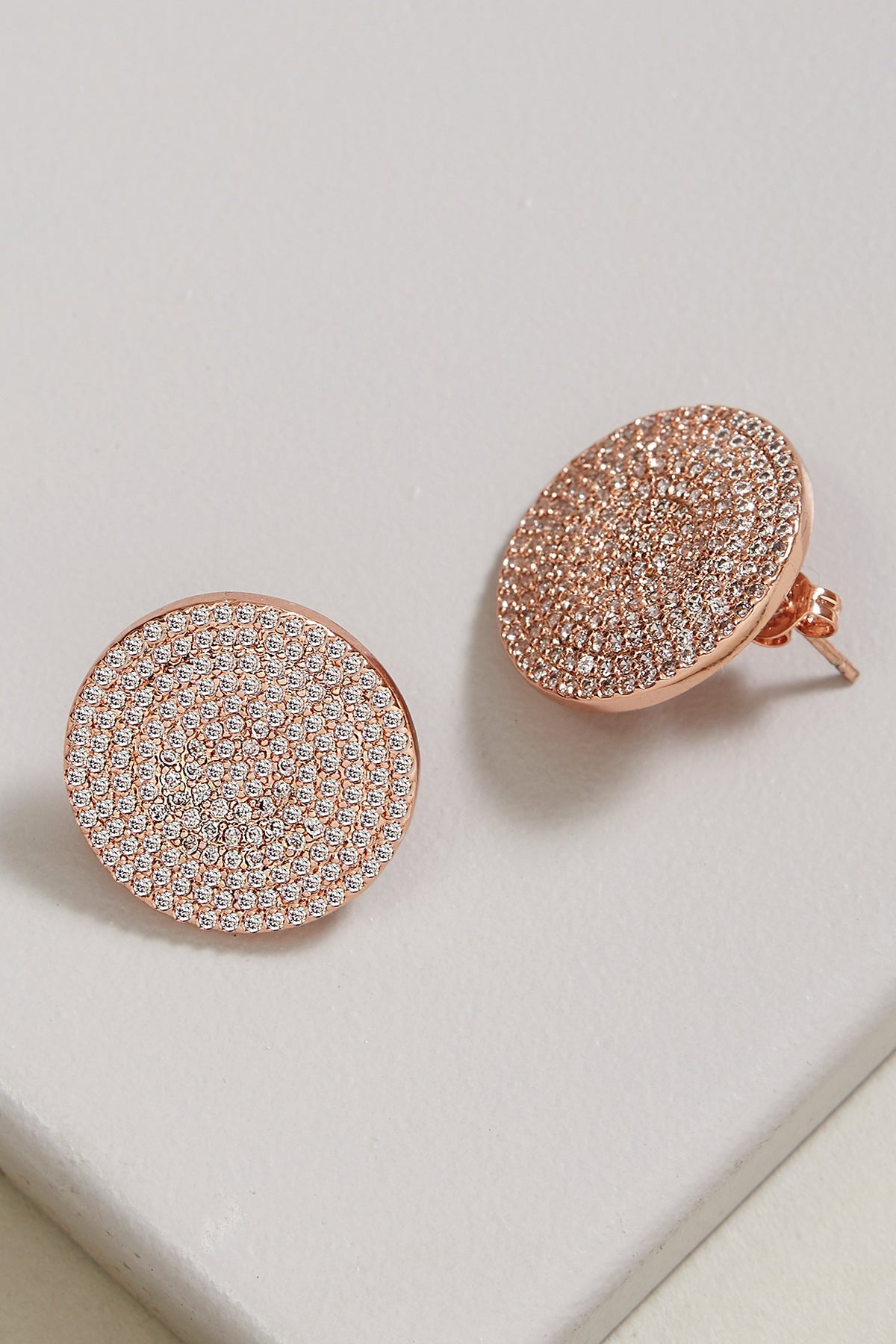 Rose Gold Finish Cubic Zirconia Stud Earrings