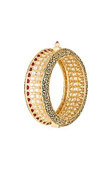 Gold Plated Cubic Zirconia & Kundan Kada Bracelet