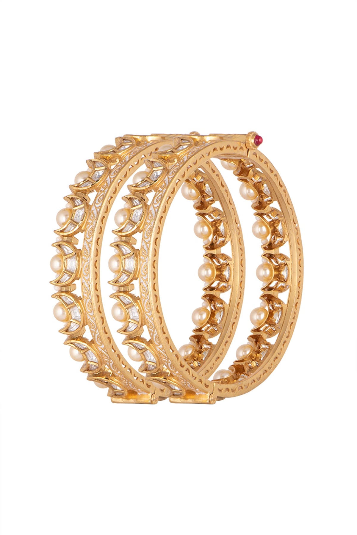 Gold Plated Bangles With Chaand Motifs