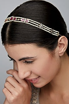 Gold Finish Hair Band In Sterling Silver