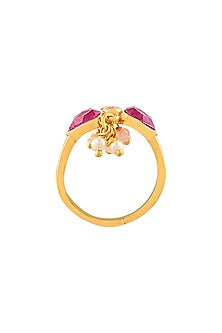 Gold Finish Pearl Toe Ring In Sterling Silver