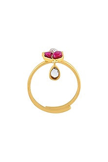 Gold Finish Mogra Bud Toe Ring In Sterling Silver