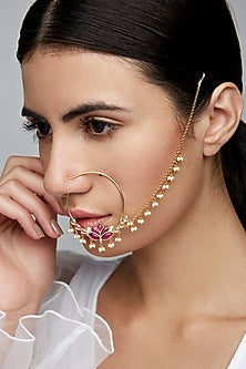 Gold Finish Mogra Nath In Sterling Silver