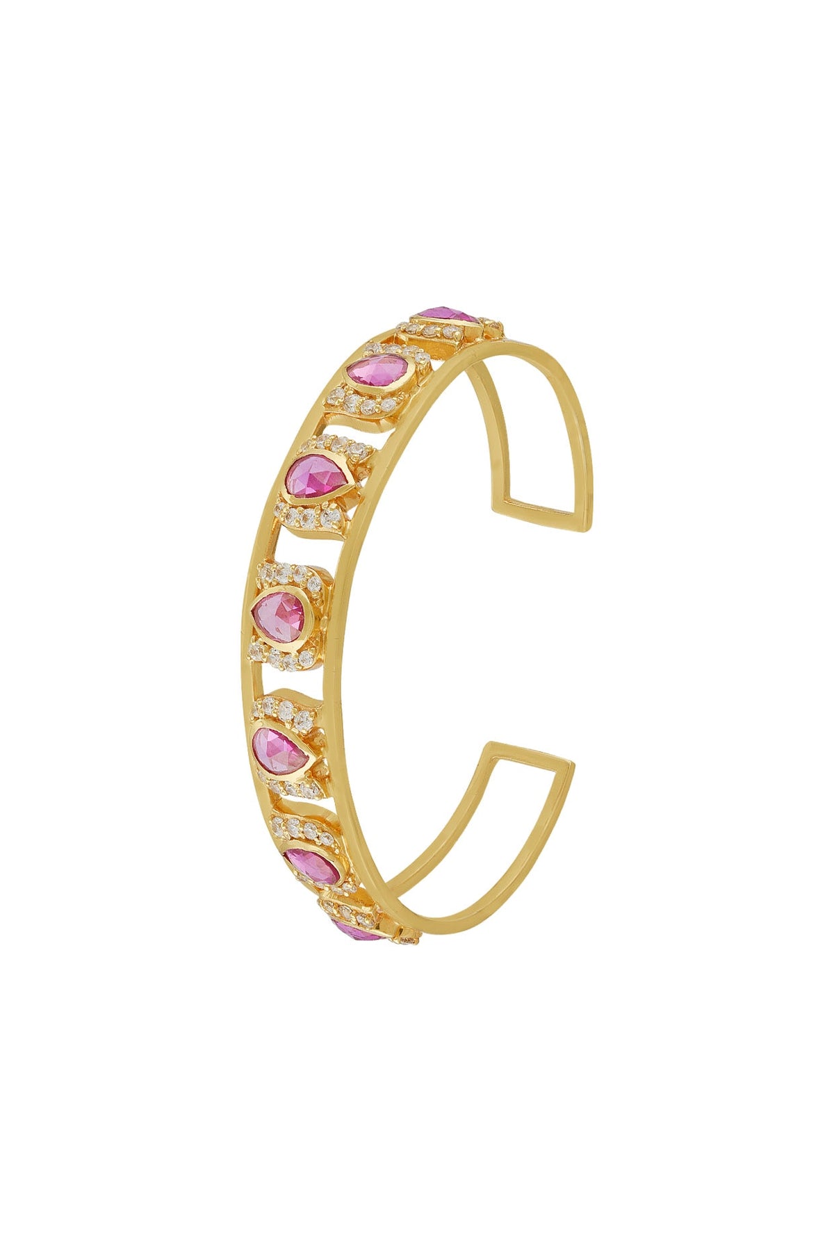 Gold Finish Statement Cuff Bracelet In Sterling Silver