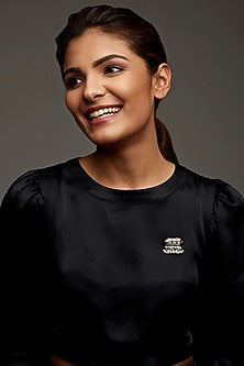 Silver Finish Oxidised Brooch In Sterling Silver