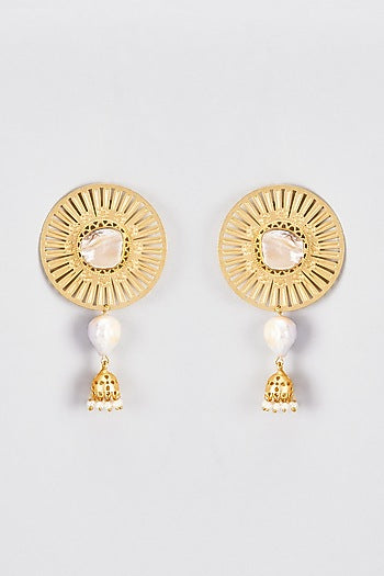 Gold Finish Baroque Pearl Dangler Earrings
