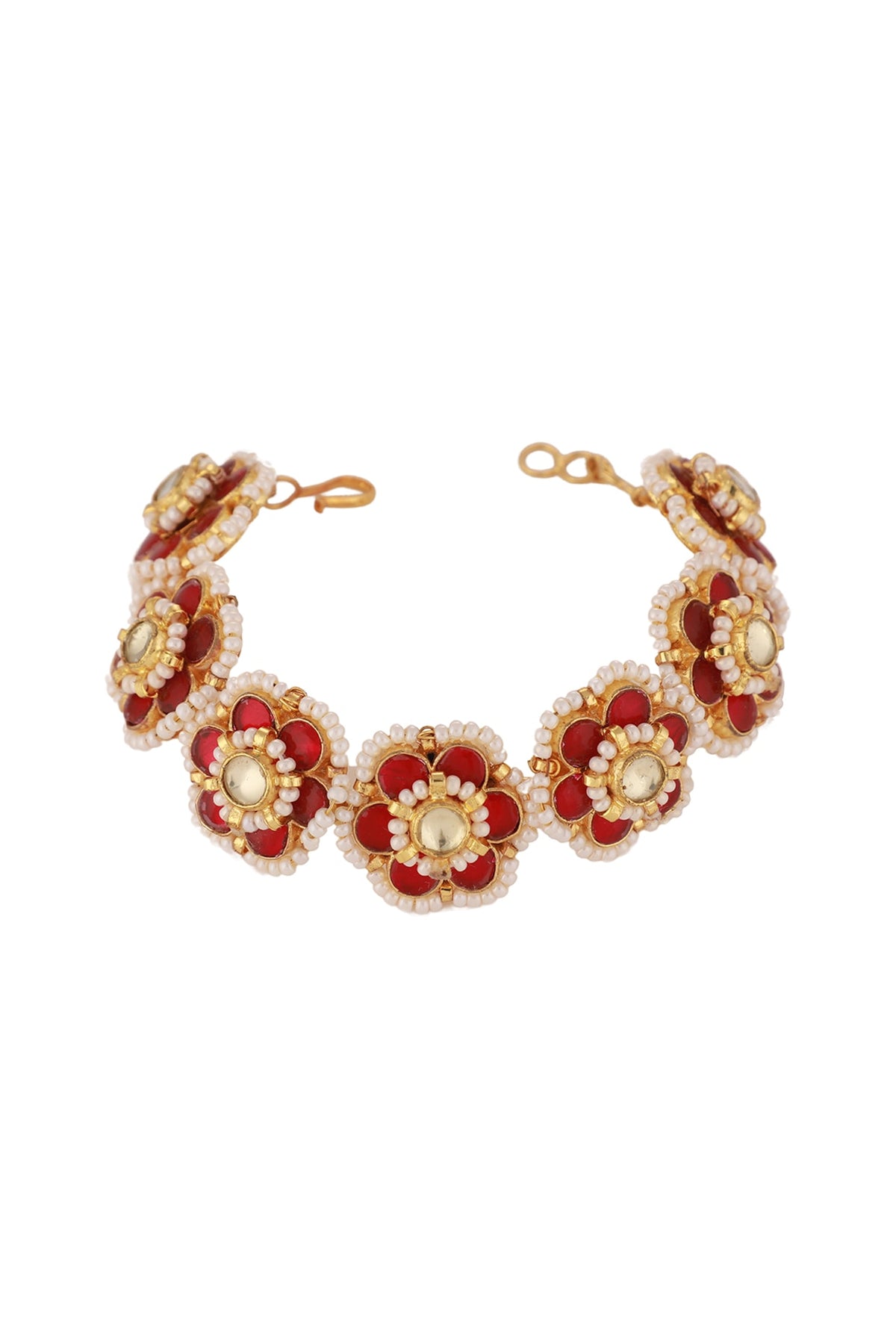 Gold Plated Pearl Floral Handcrafted Bracelet