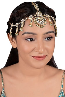 Gold Plated Jadtar Stones & Pearls Matha Patti