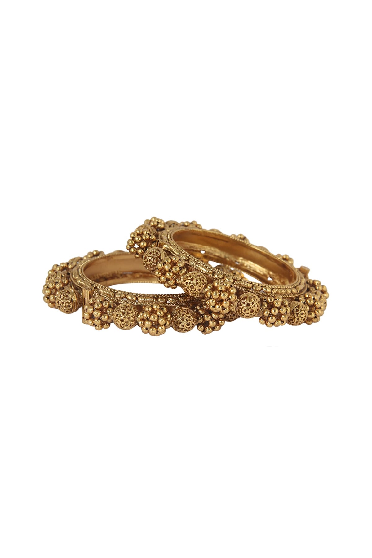 Gold Plated Pearl Kada Bracelets (Set of 2)