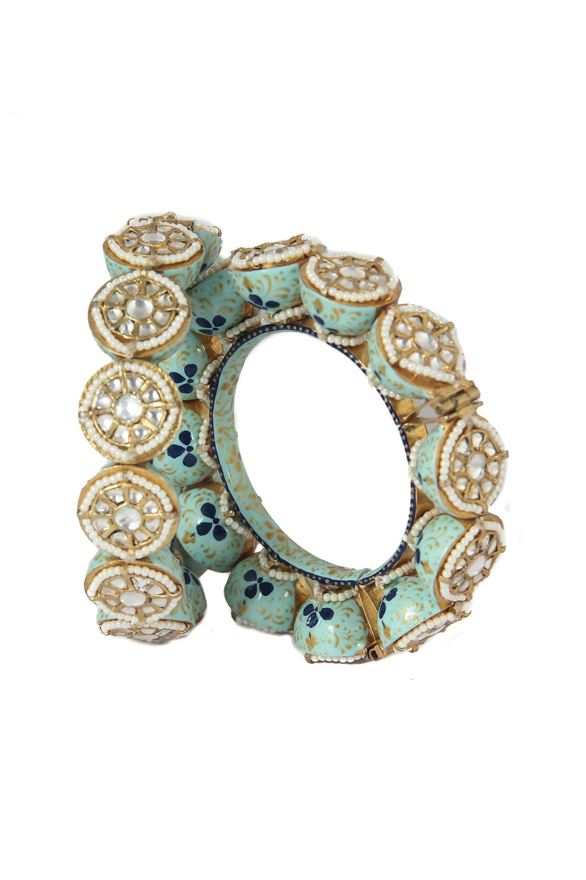 Gold Plated Jadtar Stone Bracelet