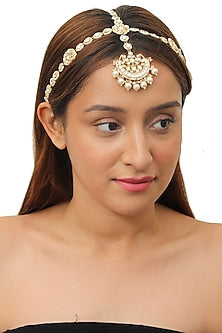Gold Plated Pearl Maang Tikka