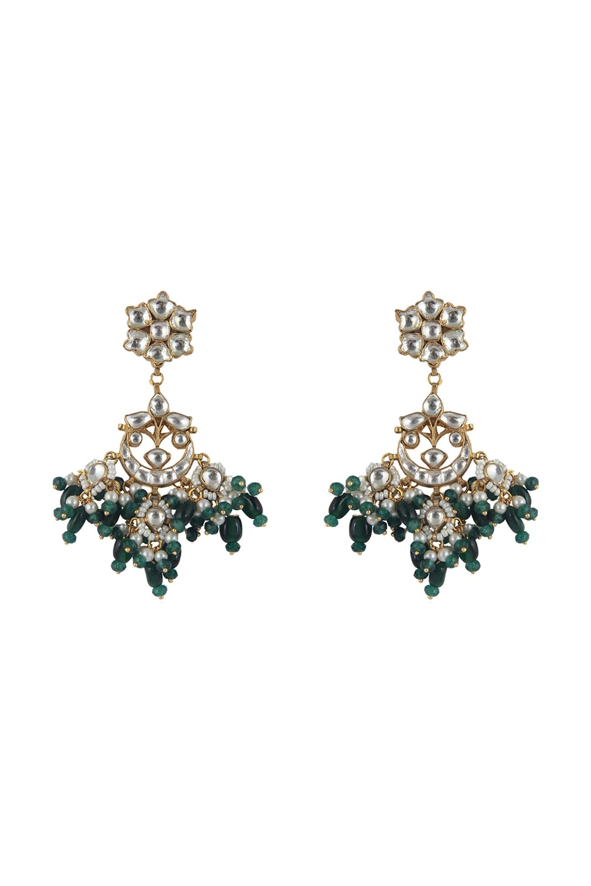 Gold Plated Jadtar Stone Earrings