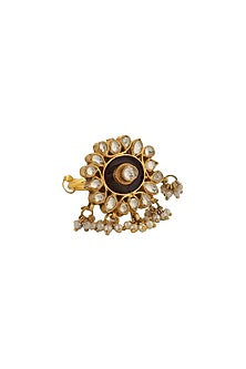 Gold Plated Brown Jadtar Meenakari Ring