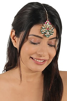 Gold Plated Pink Jadtar Maangtikka