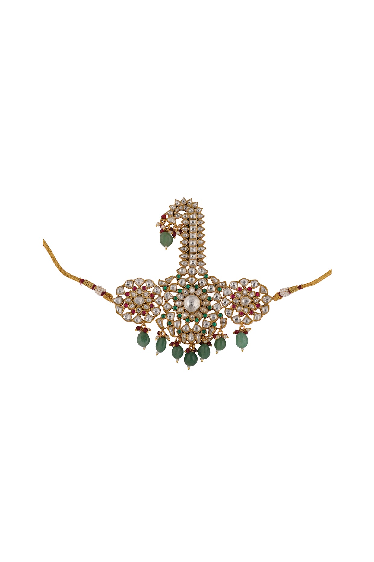 Gold Plated Multi-Colored Jadtar & Pearl Kalangi