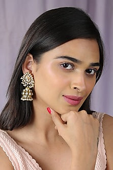 Gold Finish Jadau & Pearl Choker Necklace Set