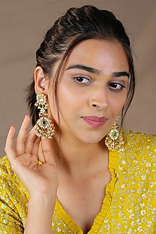 Gold Plated Jadau & Pearl Choker Necklace Set