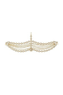 Gold Finish Jadau & Pearl Mathapatti