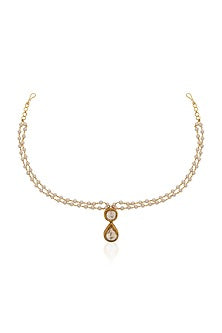 Gold Finish Jadau & Pearl Mathapatti