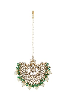 Gold Finish Jadau & Pearl Maangtikka