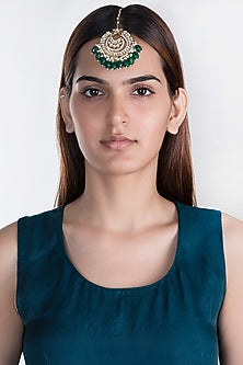 Gold Plated Jadtar Stone Maang Tikka