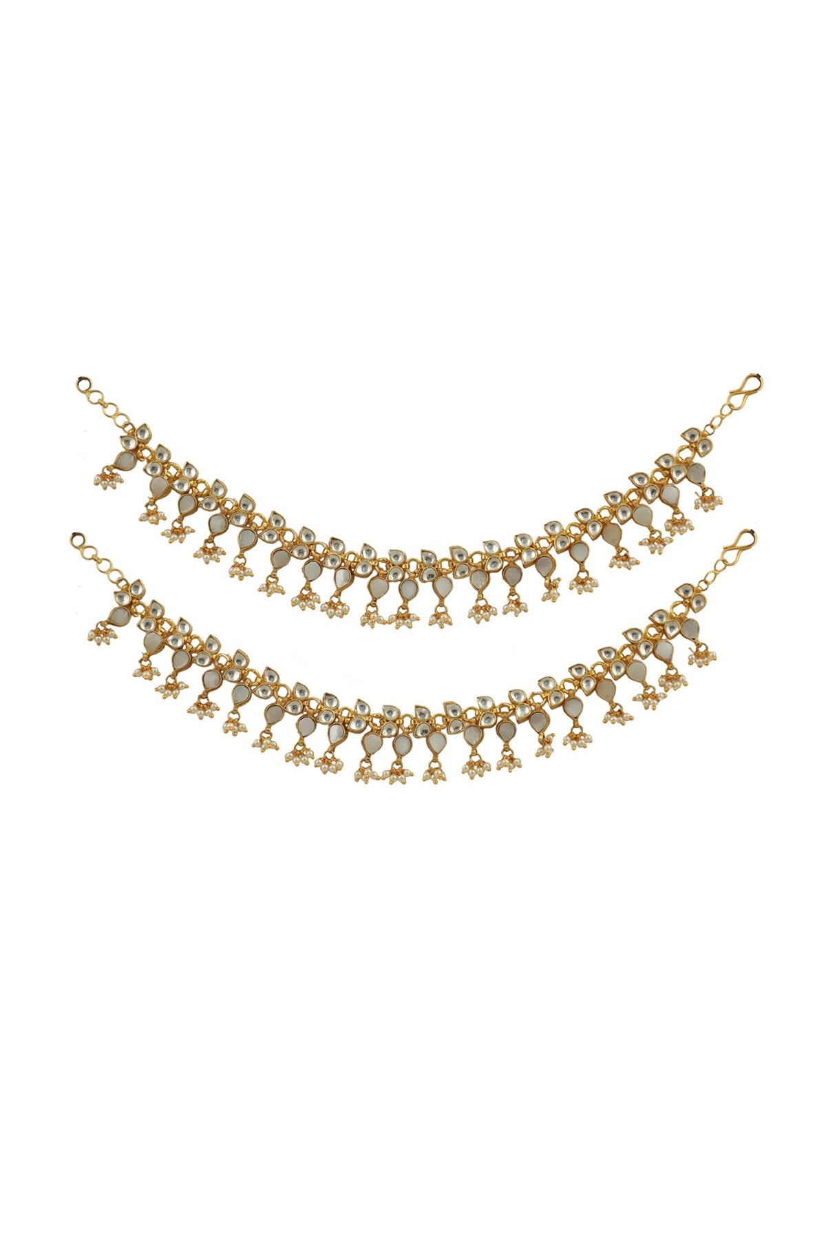 Gold Plated Mother Of Pearl Payals (Set of 2)