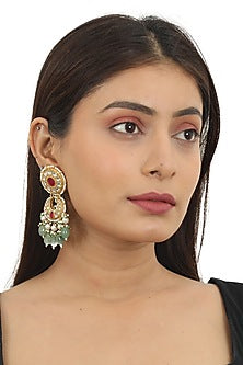 Gold Plated Pink & White Stone Choker Necklace Set