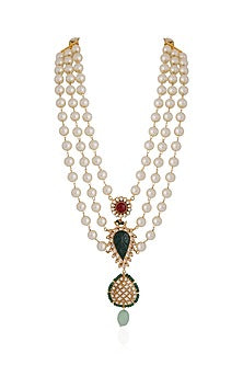 Gold Plated Pearl & Beaded Necklace Set