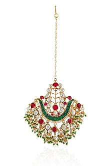 Gold Plated Pearl & Beaded Maangtikka