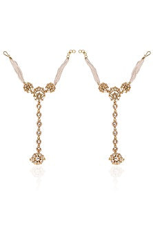 Gold Plated Pearl & Beaded Hathphool