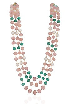 Gold Plated Rose Quartz & Beaded Mala